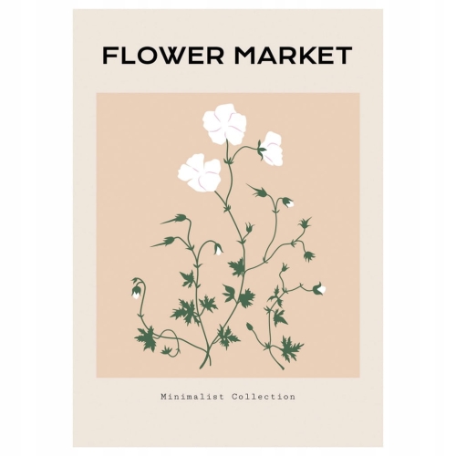 Plakat botaniczny kwiaty rośliny natura