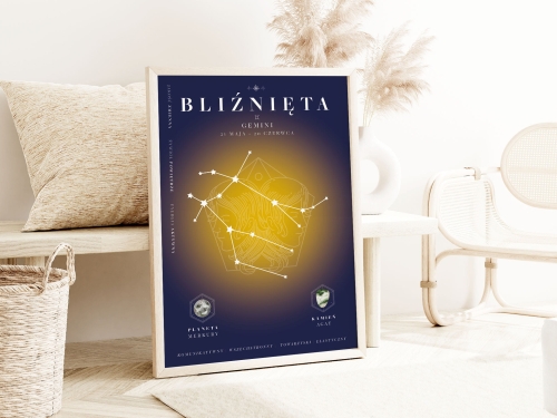 Plakat ze Znakiem Zodiaku- Bliźnięta,  Możliwość Personalizacji
