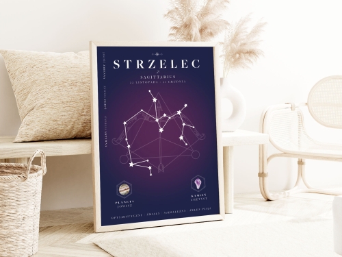 Plakat ze Znakiem Zodiaku- Strzelec,  Możliwość Personalizacji