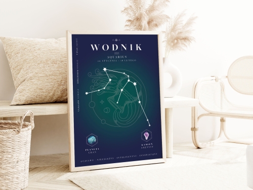 Plakat ze Znakiem Zodiaku- Wodnik,  Możliwość Personalizacji