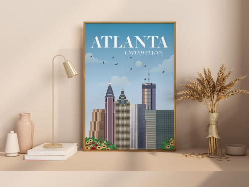 Plakat podróżniczy Atlanta, USA, Stany Zjednoczone