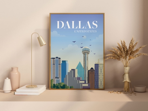 Plakat podróżniczy Dallas, USA, Stany Zjednoczone