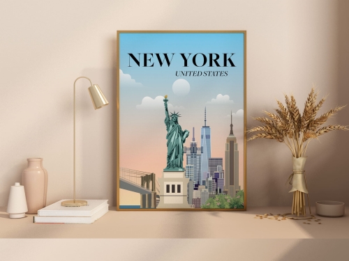 Plakat podróżniczy New York, USA, Stany Zjednoczone