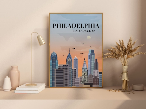 Plakat podróżniczy Philadelphia, USA, Stany Zjednoczone