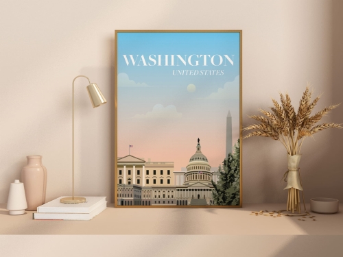 Plakat podróżniczy Washington, USA, Stany Zjednoczone