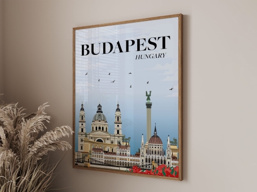 Plakat podróżniczy Budapeszt, Węgry, Budapest, Hungary
