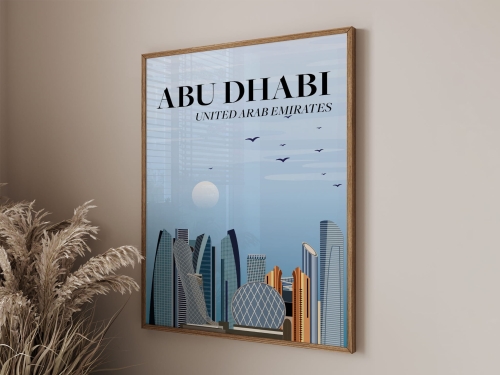 Plakat podróżniczy Abu Dhabi, Zjednoczone Emiraty Arabskie