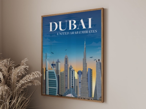 Plakat podróżniczy Dubaj, Dubai, Zjednoczone Emiraty Arabskie