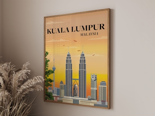 Plakat podróżniczy Kuala Lumpur, Malaysia, Malezja