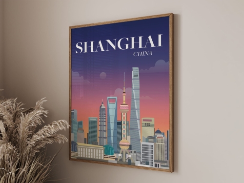 Plakat podróżniczy Shanghai, China, Chiny