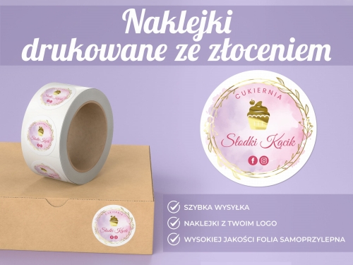 Druk Naklejek ze Złoceniem z Twoim Logo lub Grafiką