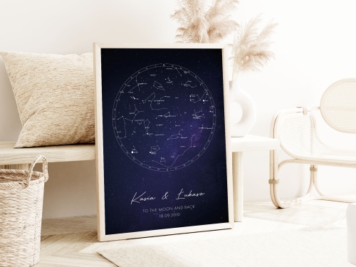 Personalizowany plakat Mapa Gwiazd, Plakat do salonu