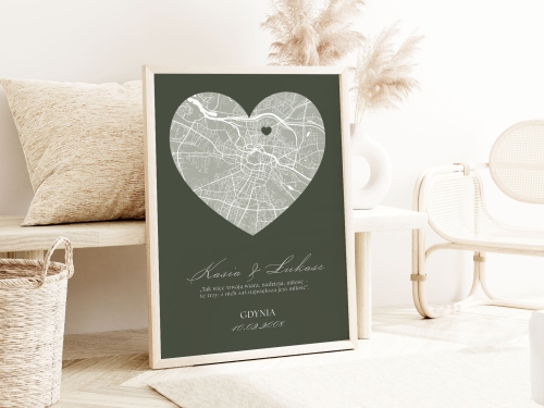 Personalizowany Plakat Mapa, Plakat do Sypialni