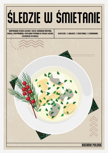 Plakat Kuchenny Śledzie w Śmietanie, Plakat do Kuchni