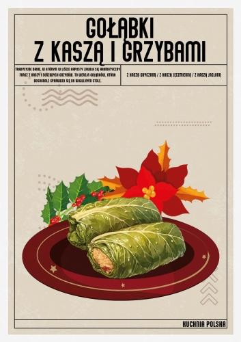 Plakat Kuchenny Gołąbki z Kaszą i Grzybami, Plakat do Kuchni