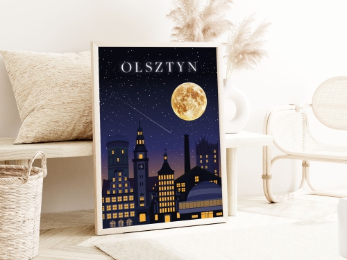Plakat do salonu skylines Olsztyn w Nocnym Stylu