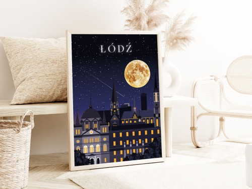 Plakat do salonu Skylines Łódź w Nocnym Stylu