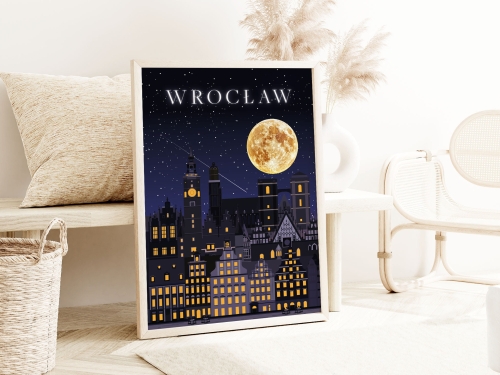 Plakat do salonu Skylines Wrocław w Nocnym Stylu