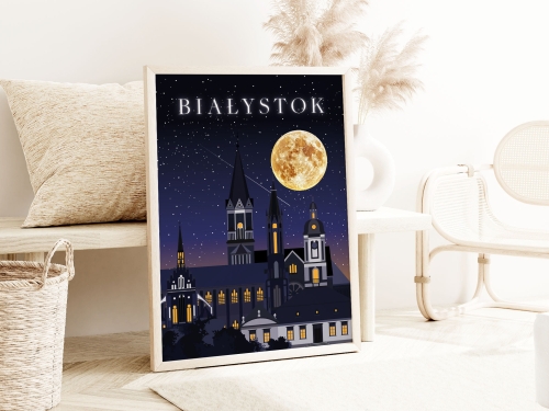 Plakat do salonu Skylines Białystok w Nocnym Stylu