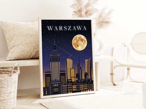 Plakat do salonu Skylines Warszawa w Nocnym Stylu 