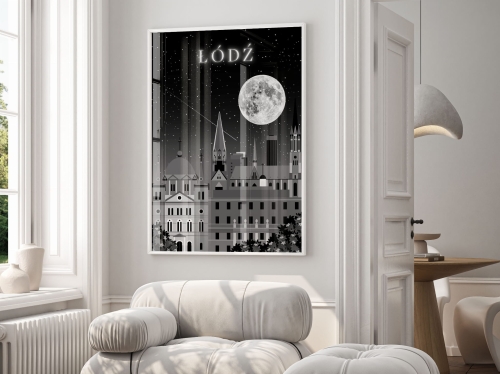 Plakat do salonu Skylines Łódź Nocnym Stylu