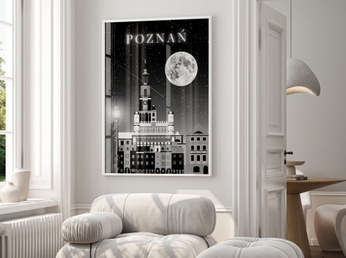Plakat do salonu Skylines Poznań Nocnym Stylu