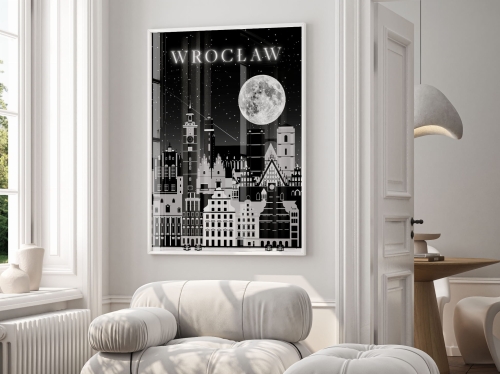 Plakat do salonu Skylines Wrocław Nocnym Stylu 