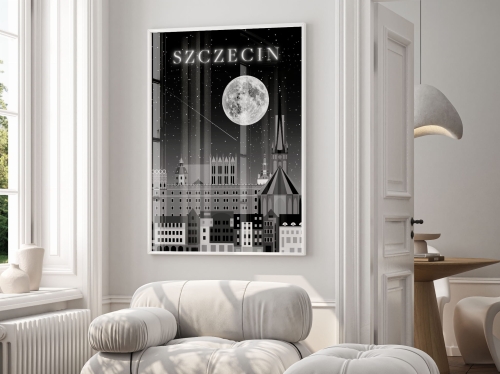Plakat do salonu Skylines Szczecin Nocnym Stylu 