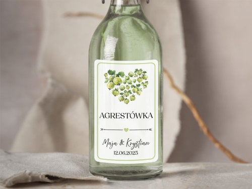 Naklejki na alkohol weselny- Agrestówka, Etykieta na Nalewkę
