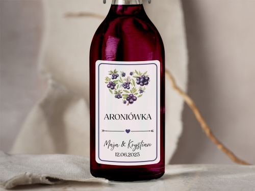 Naklejki na alkohol weselny- Aroniówka, Etykieta na Nalewkę