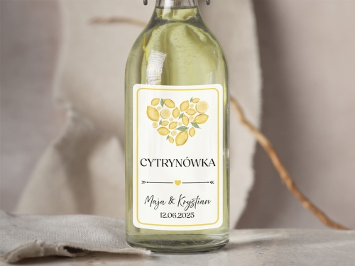 Naklejki na alkohol weselny- Cytrynówka, Etykieta na Nalewkę