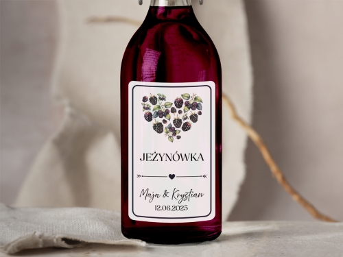 Naklejki na alkohol weselny- Jeżynówka, Etykieta na Nalewkę
