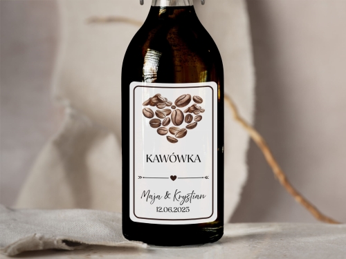 Naklejki na alkohol weselny- Kawówka, Etykieta na Nalewkę