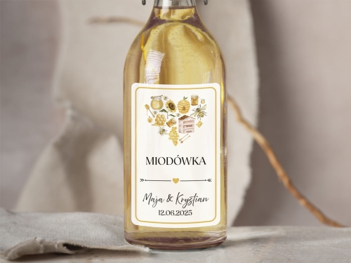 Naklejki na alkohol weselny- Miodówka, Etykieta na Nalewkę
