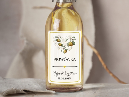 Naklejki na alkohol weselny- Pigwówka, Etykieta na Nalewkę