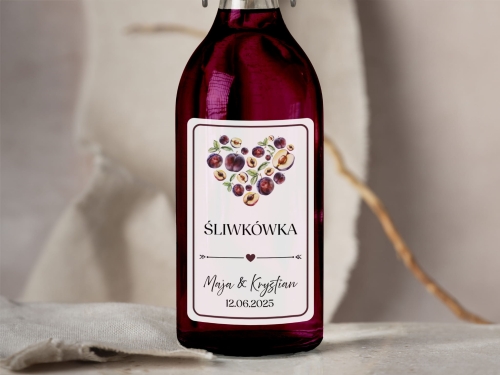 Naklejki na alkohol weselny- Śliwkówka, Etykieta na Nalewkę