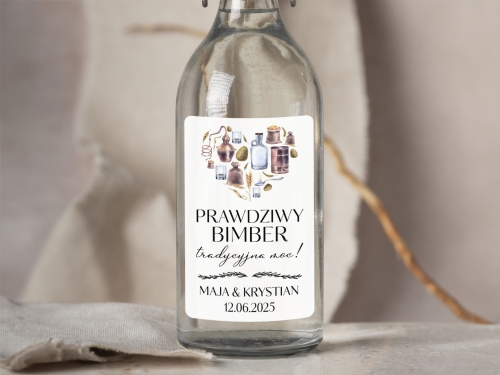 Naklejki na Bimber, Etykieta na Alkohol Weselny wersja 1