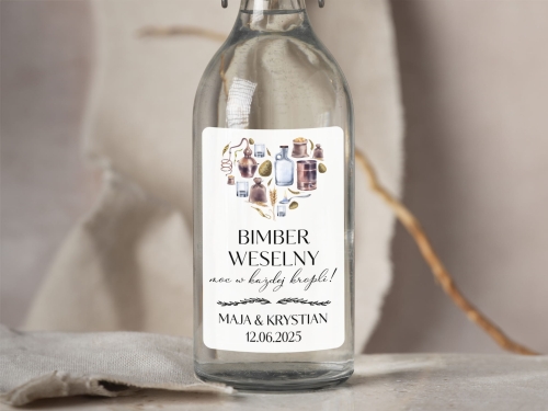 Naklejki na Bimber, Etykieta na Alkohol Weselny wersja 2