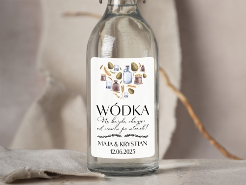 Naklejki na Wódkę, Etykieta na Wódkę Weselną wersja 1