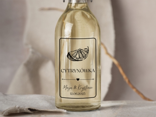 Naklejki na alkohol weselny- Cytrynówka, Etykieta na Nalewkę