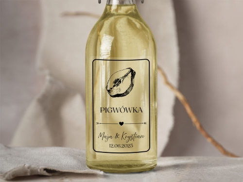 Naklejki na alkohol weselny- Pigwówka, Etykieta na Nalewkę
