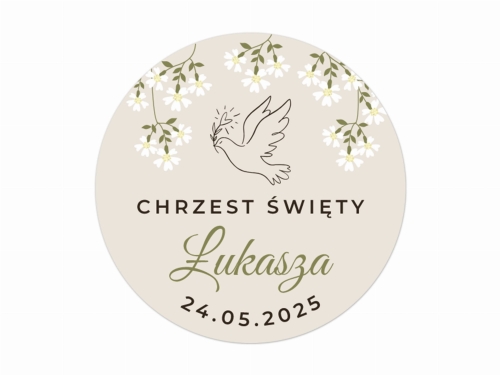 Personalizowane Naklejki na Chrzest Święty, Naklejki Chrzest Swiety