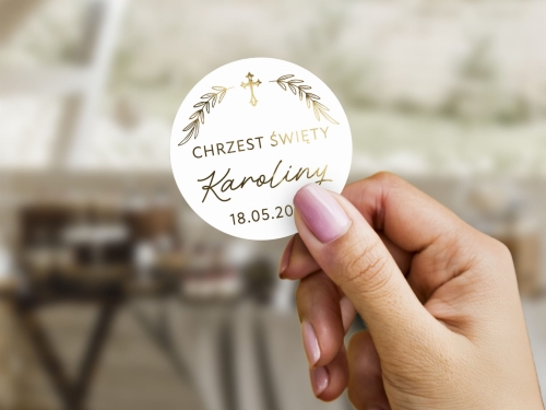 Złocone Naklejki na Chrzest Święty, Naklejki Chrzest Swiety