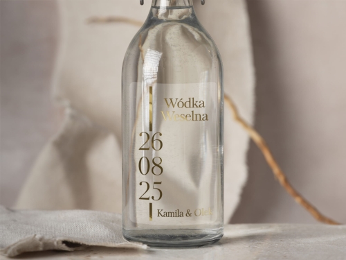 Minimalistyczne Złocone Naklejki na Alkohol Weselny, Złocone Etykiety na Alkohol
