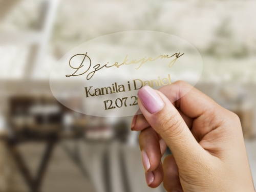Złocone naklejki ślubne elipsa – elegancki akcent z personalizacją