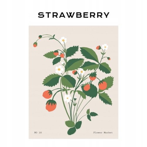 Plakat botaniczny kwiaty rośliny natura