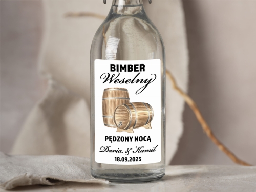 Rustykalne etykiety na bimber na wesele – gotowe wzory i personalizacja