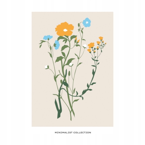 Plakat botaniczny kwiaty rośliny natura
