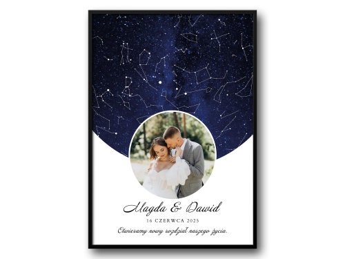 Personalizowany plakat z konstelacjami i zdjęciem