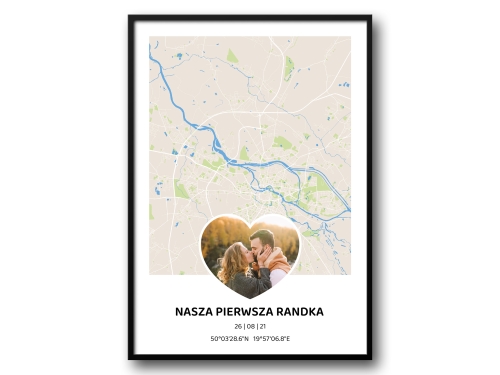 Plakat personalizowany z mapą i zdjęciem – wspólne wspomnienia